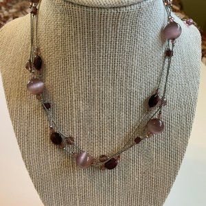 Lia Sophia Multi Strand Purple Cat Eye Necklace